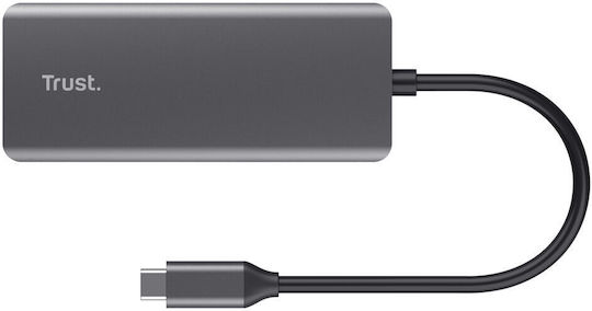 Trust Hub 10 USB 2.0 Ports with USB-A Connection Ethernet Silver