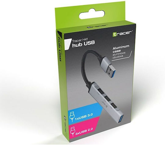 Tracer H41 Hub 3 Porturi USB 2.0 cu Conectare USB-A Gri
