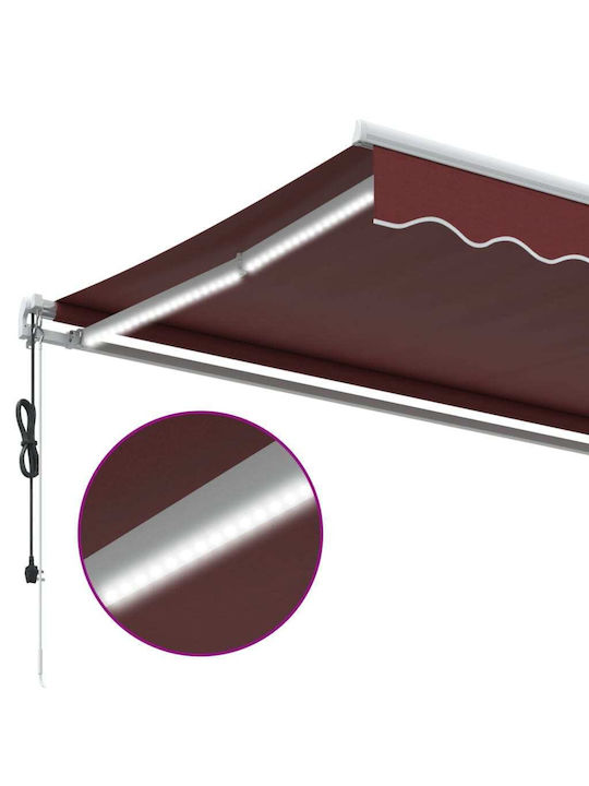 vidaXL Cort Terasă cu LED & Senzor de vânt Burgundy x2.5m