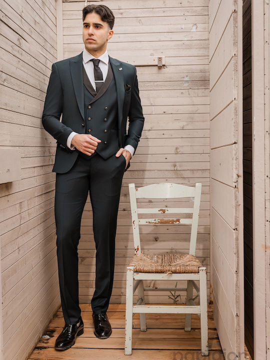 Men's Winter Suit with Vest Green