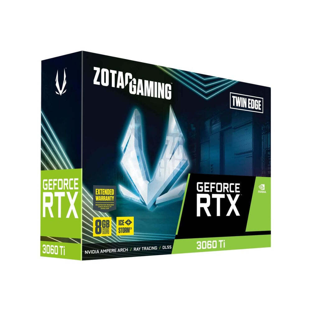 GeForce RTX3060ti 8GB【ZT-A30610A-10BLHR】 Zotac GeForce RTX 3060 Ti 8GB GDDR6 Twin Edge LHR Placă Grafică ZT