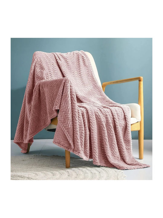 My Home Luxury Κουβέρτα Fleece Υπέρδιπλη 220x240εκ. Ροζ BL220-10