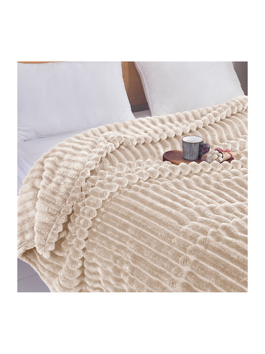 My Home Luxury Κουβέρτα Fleece Υπέρδιπλη 220x240εκ. Εκρού