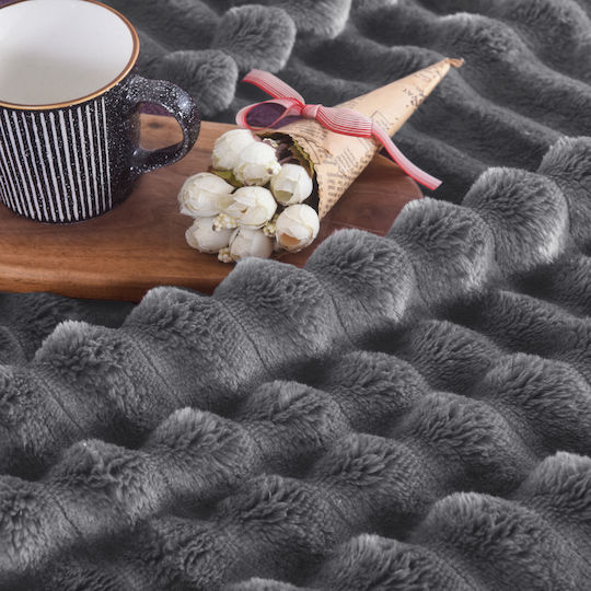 My Home Luxury Pătură Fleece Simplă 160x220 cm Gri Închis