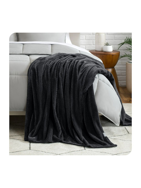 My Home Luxury Κουβέρτα Fleece Μονή 160x220εκ. Μαύρη