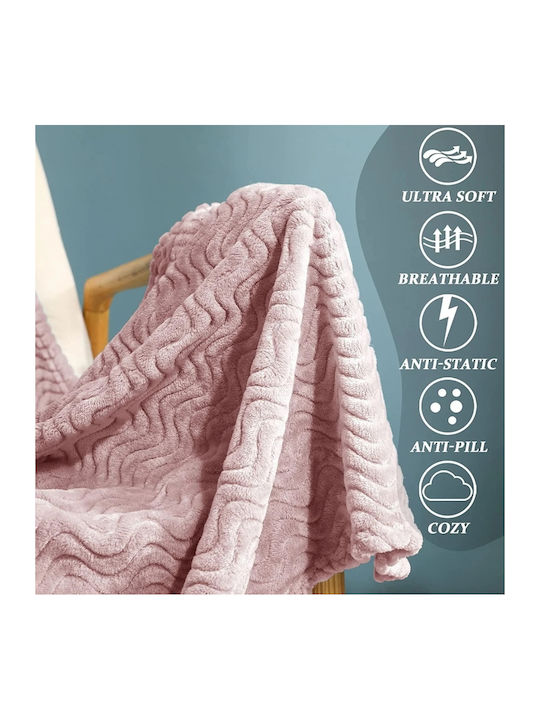 My Home Luxury Κουβέρτα Fleece Υπέρδιπλη 220x240εκ. Ροζ BL220-10