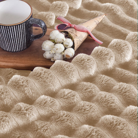 My Home Luxury Κουβέρτα Fleece Μονή 160x220εκ. Εκρού MRS-08