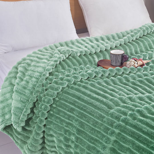 My Home Luxury Κουβέρτα Fleece Μονή 160x220εκ. Πράσινο MRS-03