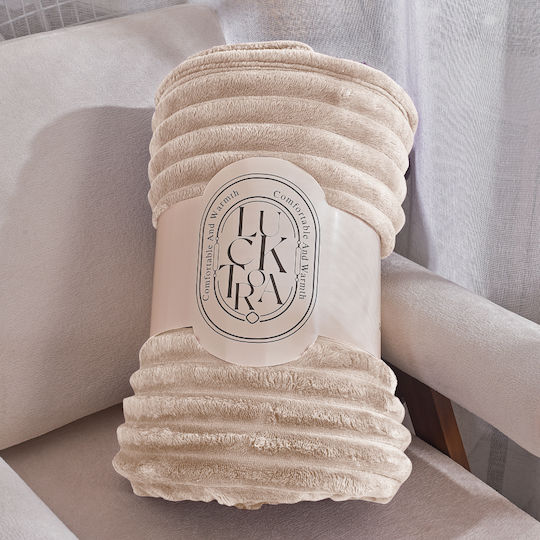 My Home Luxury Κουβέρτα Fleece Υπέρδιπλη 220x240εκ. Εκρού