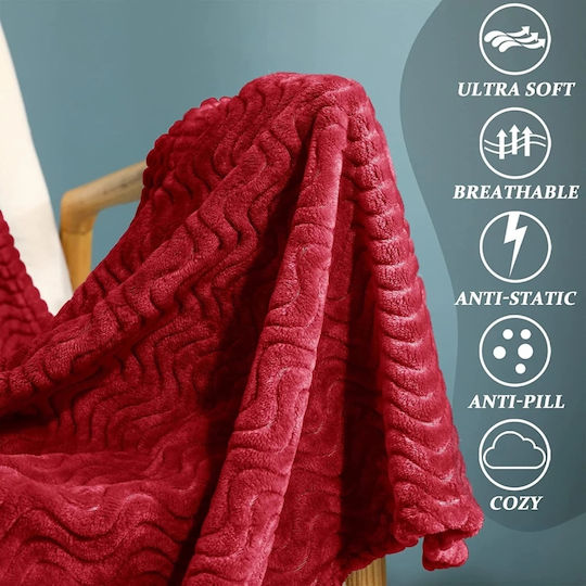 My Home Luxury Κουβέρτα Fleece Υπέρδιπλη 220x240εκ. Κόκκινη
