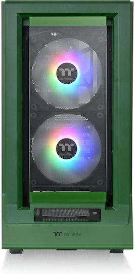 Thermaltake Ceres 350 MX Геймърско бюро Midi Tower Компютърна кутия със страничен прозорец и RGB осветление Състезателно зелено