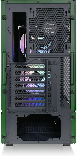Thermaltake Ceres 350 MX Геймърско бюро Midi Tower Компютърна кутия със страничен прозорец и RGB осветление Състезателно зелено