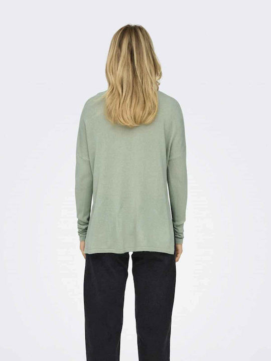 Only Amalia Women's Long Sleeve Sweater with V Neckline Light Mint