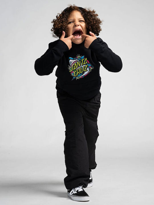 Fleece Kids Sweatshirt with Hood and Pockets Black