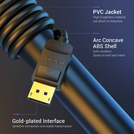 Vention Cable DisplayPort male - DisplayPort male 5m Μαύρο (HACBJ)