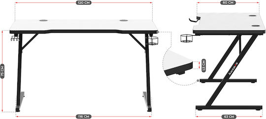 Spielbüro Hero 2.5 Holz Weiß mit Metallbeinen & LED 120x60x75cm