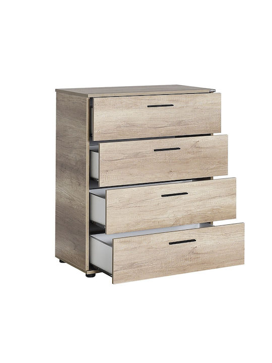 Kommode Schlafzimmer Holz mit 4 Schubladen Aschgrau Walnuss 73x44x96cm