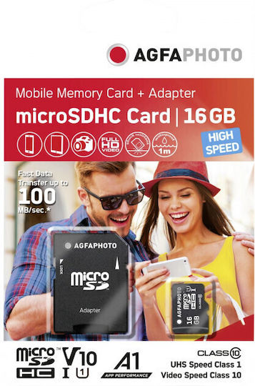 AgfaPhoto microSDHC 16GB U1 UHS-I with Adapter