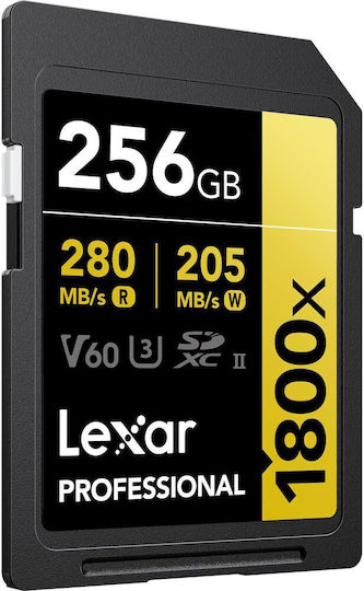 Lexar Professional 1800x SDXC 256GB U3 V60 UHS-II 280MB/s