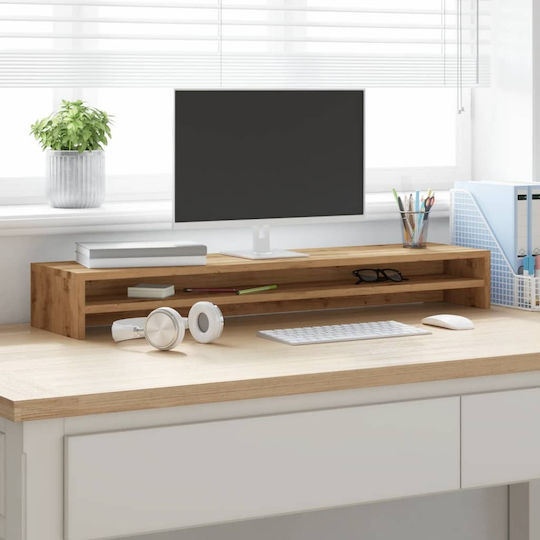 vidaXL Artisan Stejar Tabletop Suport pentru 2 Monitoare Stejar Maro
