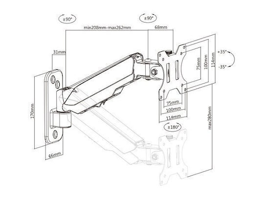 Multibrackets Perete Suport Monitor până la 32" cu Braț (0013)