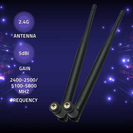 Qoltec 57046 Wi-fi Antenna 2.4/2.5 Ghz 5.1/5.8 Ghz 5dbi Omnidirectional Indoor