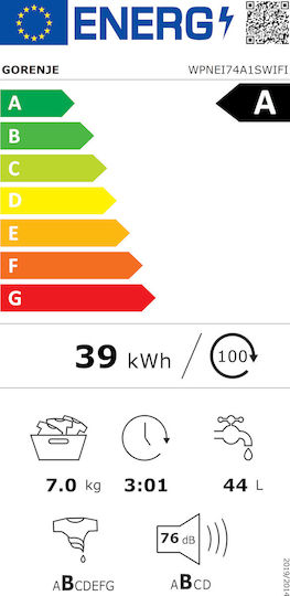 Gorenje Πλυντήριο Ρούχων 7kg 1400 Στροφών WPNEI74A1SWIFI