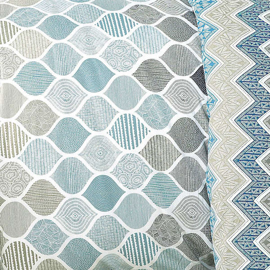 Espree Set Cearșafuri Dublu 200x270cm. Geo Albastru 4buc