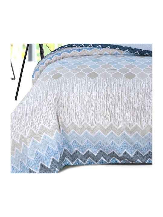 Espree Sheet Sets Queen with Elastic 160x200+35cm. Geo Blue 4pcs