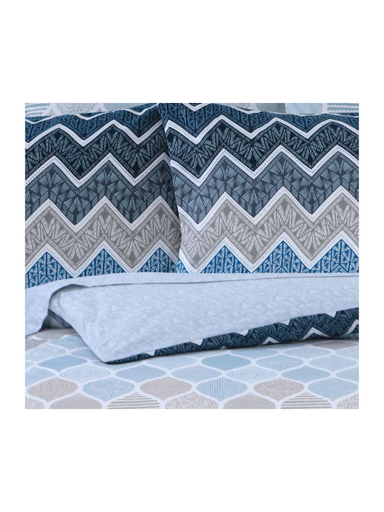 Espree Duvet Cover Set Cotton Single with Pillowcase 160x240 Kiris Blue