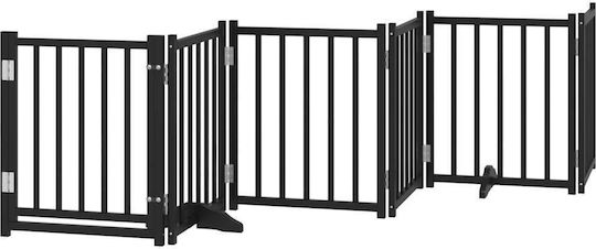 Dog Gate Foldable 9 Panels 450cm Poplar Wood Black 50 X 60 X 2 Cm