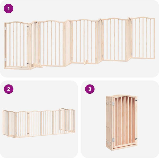 vidaXL Дървен Разделител За Куче С 9 Панела 450x90см Естествена Топола