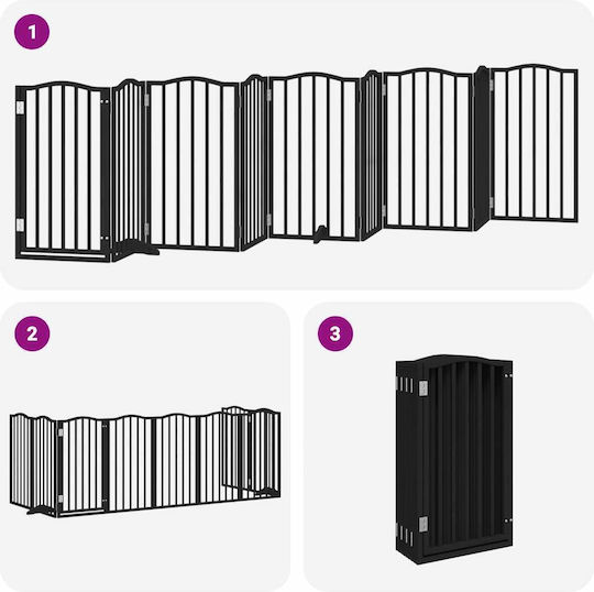 Vidaxl Dog Barrier Gate Folding 9 Panels 450cm Poplar Wood Black