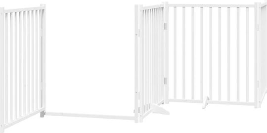 Faltbares Hundegitter 6 Paneele 480cm Pappelholz Weiß 80 X 90 X 2 Cm