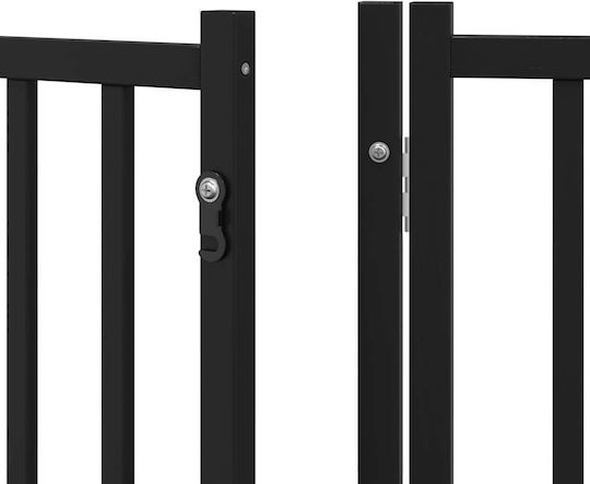 Hundeabsperrgitter faltbar 6 Paneele 480 cm Pappelholz Schwarz 80 x 90 x 2 cm