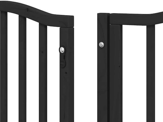 Vidaxl Dog Barrier Gate Folding 9 Panels 450cm Poplar Wood Black