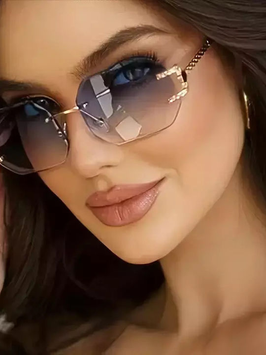 Unisex Sunglasses with Orange Metal Frame and Gray Gradient Lens G-10
