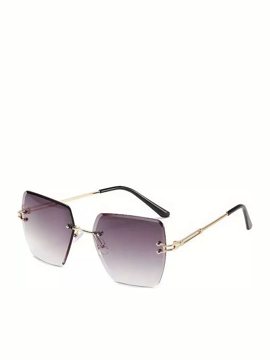 Women's Sunglasses with Gold Metal Frame and Gray Lens G-30