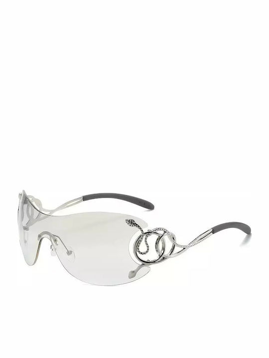 Unisex Sunglasses with Silver Metal Frame and Brown Lens G-02