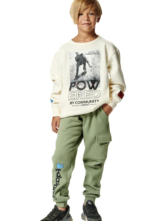 Kids Sweatshirt with Hood and Pockets Ecru