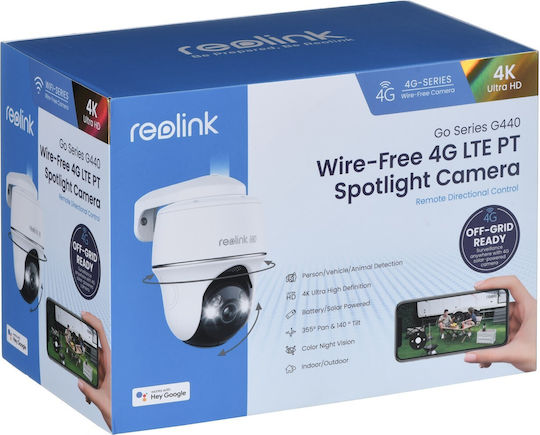 Reolink G440 IP Cameră de Supraveghere 4G 4K Rezistentă la apă cu Comunicare Bidirecțională și Lentilă 4mm