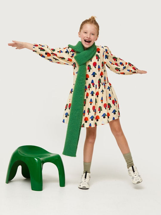 Children's Dress Long Sleeve Floral Ecru