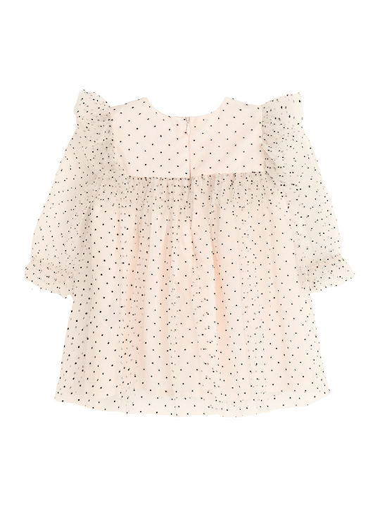 Children's Dress Long Sleeve Tulle Beige