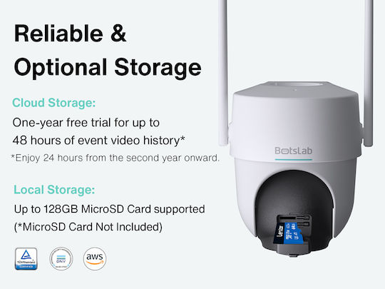 Botslab W313 IP Surveillance Camera Wi-Fi Full HD+ 3MP Waterproof Battery Powered with Two-Way Communication and Lens 4mm
