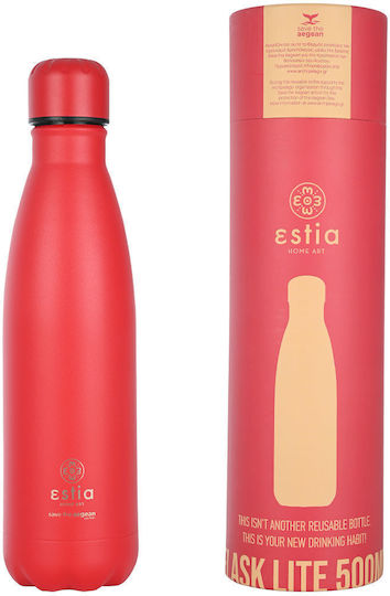 Estia Travel Flask Save Aegean Recyclable Bottle Thermos Stainless Steel BPA Free 500ml Scarlet Red
