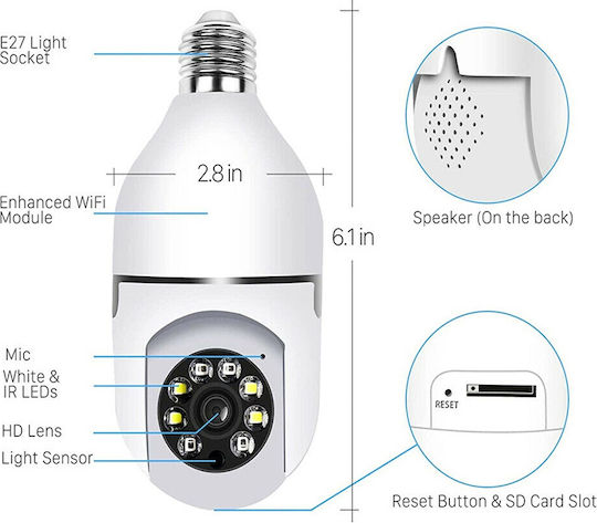 Jortan Jortan IP Surveillance Camera Wi-Fi Full HD 1080p Waterproof with Two-Way Communication and 3.6mm Lens Suitable for England Plug Type