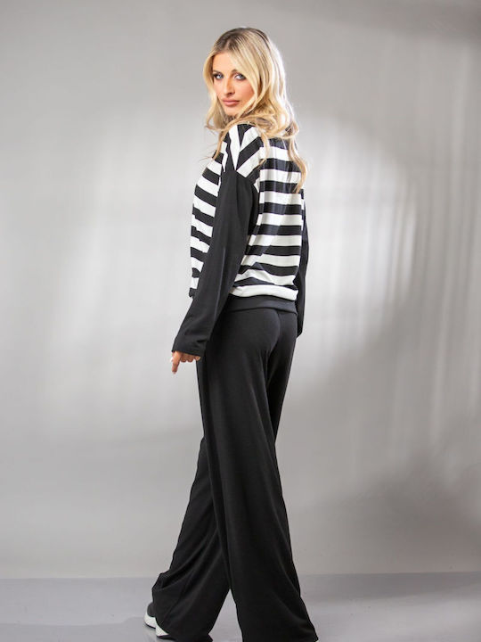 Women's Blouse with V Neckline Striped Green