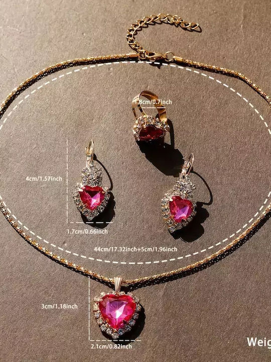 Women's Pink Watch & Jewelry Set