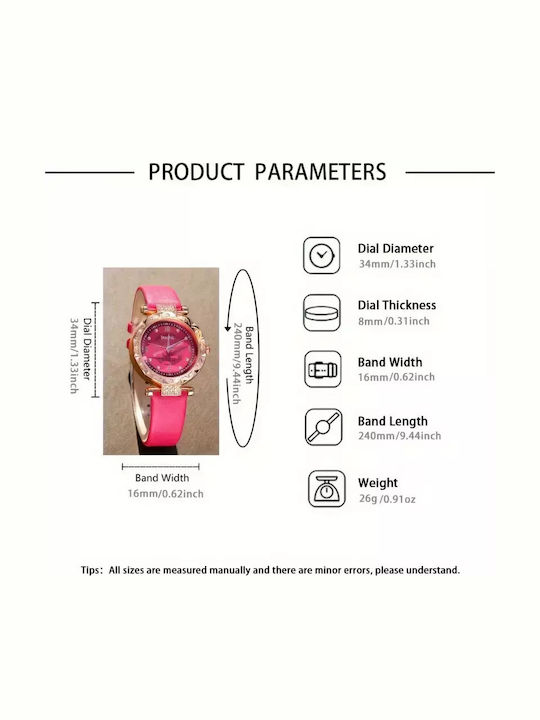 Women's Pink Watch & Jewelry Set