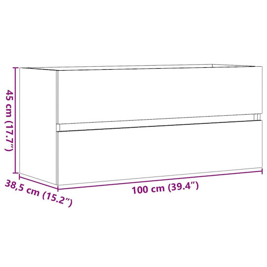 vidaXL Πάγκος χωρίς Νιπτήρα Μ100xΒ38.5xΥ45cm Γκρι Σκυροδέματος